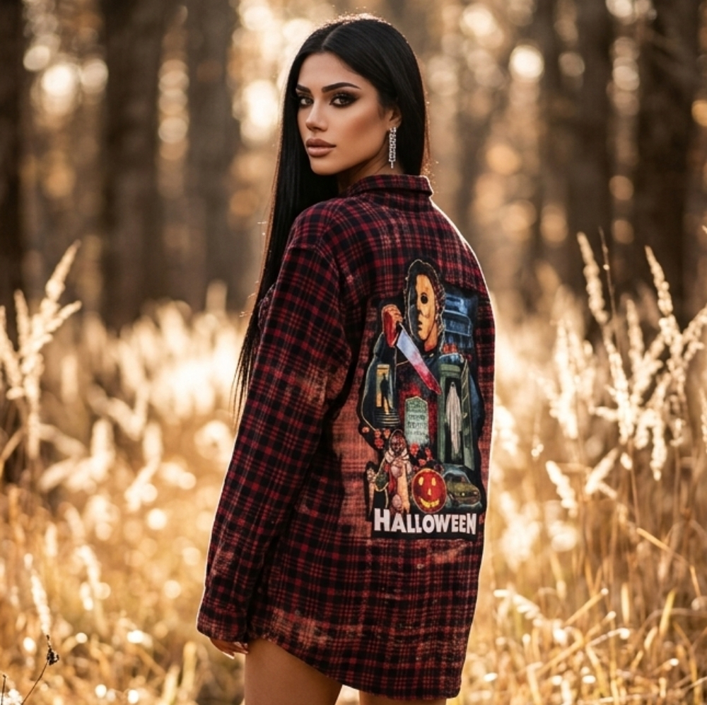 Halloween Graphic Plaid Flannel